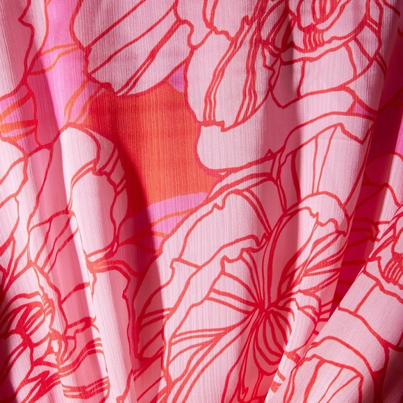 BOSTON PROPER BLOOMING OUTLINES FLORAL FLOUSE RUFFLE DRESS SZ 10 NWT - Picture 6 of 6